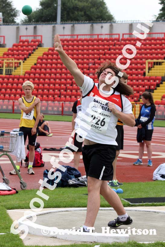 under-15s shot put at the Gateshead Tartan Games Open.
